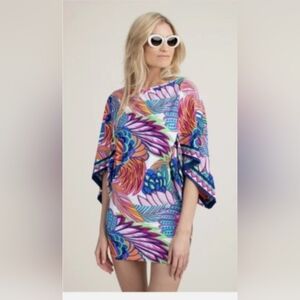 Trina Turk Paradise Plume Tunic SWIMSUIT Cover Up Dress Top Size XL